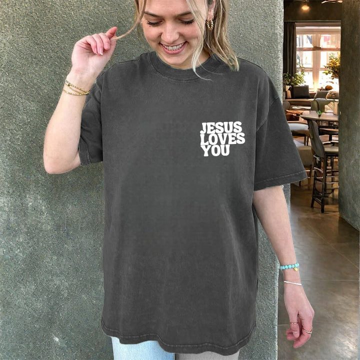 Christianartworkshop Good News Jesus Loves You Unisex Washed T-shirt