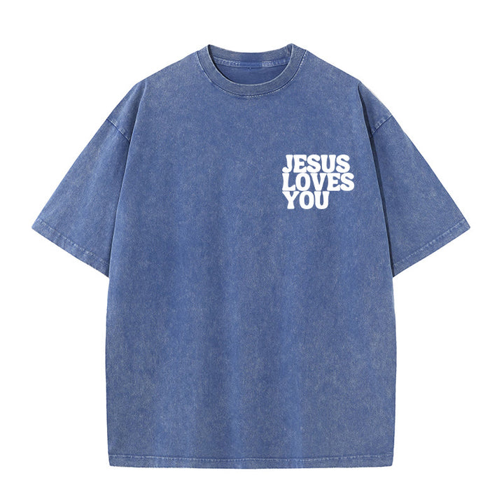 Christianartworkshop Good News Jesus Loves You Unisex Washed T-shirt - image 4