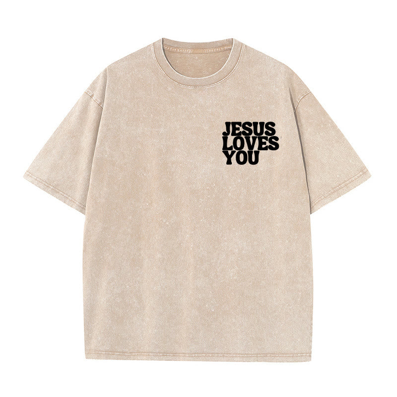 Christianartworkshop Good News Jesus Loves You Unisex Washed T-shirt