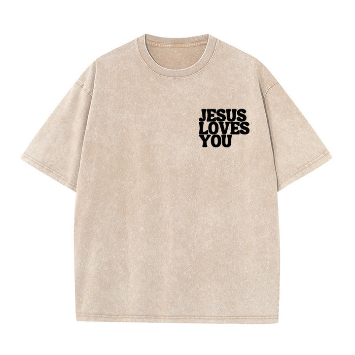 Christianartworkshop Good News Jesus Loves You Unisex Washed T-shirt