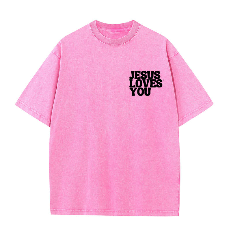 Christianartworkshop Good News Jesus Loves You Unisex Washed T-shirt
