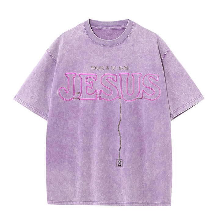Christianartworkshop Power in the Name Jesus Unisex Washed T-shirt