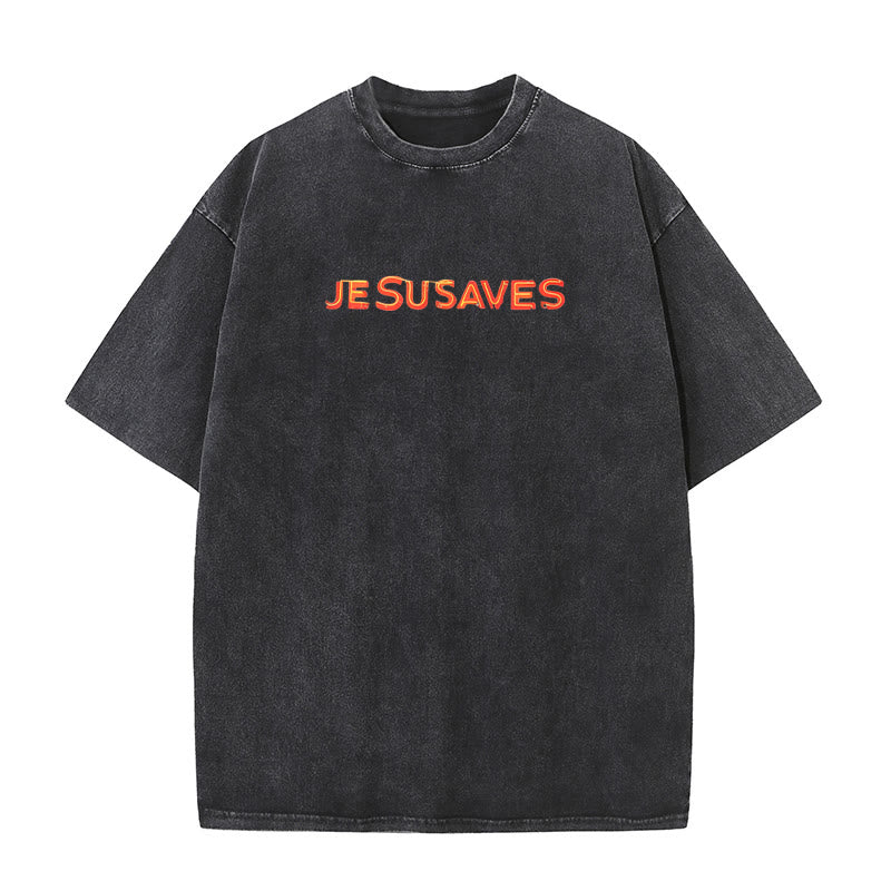 Christianartworkshop Jesus Saves Cross Graphic T-Shirt - image 4