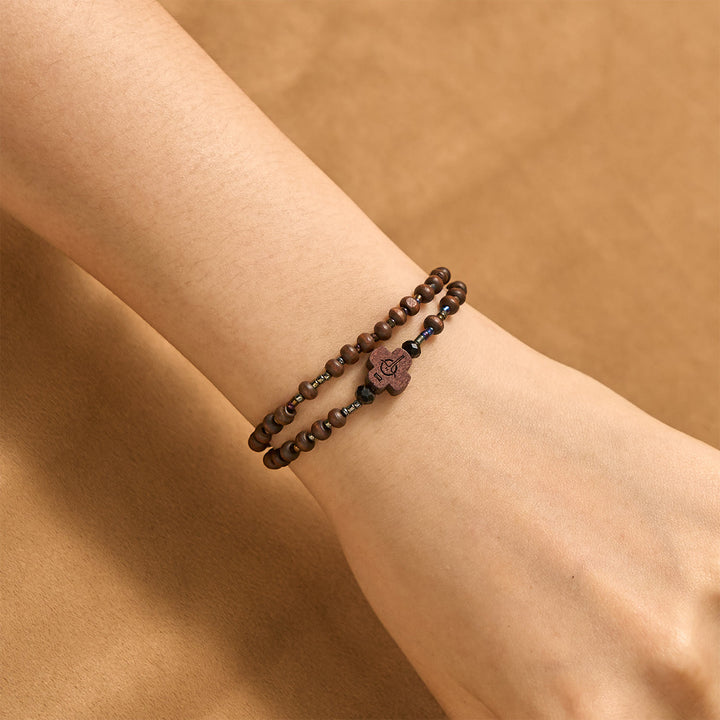 Christianartworkshop Classic Wooden Bead Bracelet with Cross: Timeless Emblem of Understated Faith