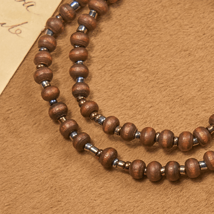 Christianartworkshop Classic Wooden Bead Bracelet with Cross: Timeless Emblem of Understated Faith