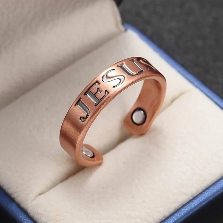 Christianartworkshop Minimalist Jesus Symbol Adjustable Copper Ring: Distinctive Sign of Faith - image 2
