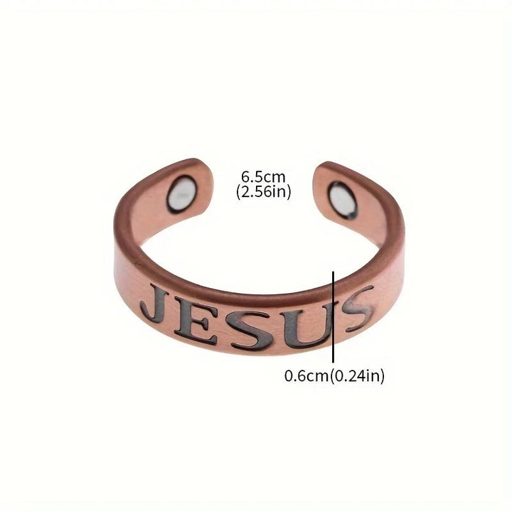 Christianartworkshop Minimalist Jesus Symbol Adjustable Copper Ring: Distinctive Sign of Faith