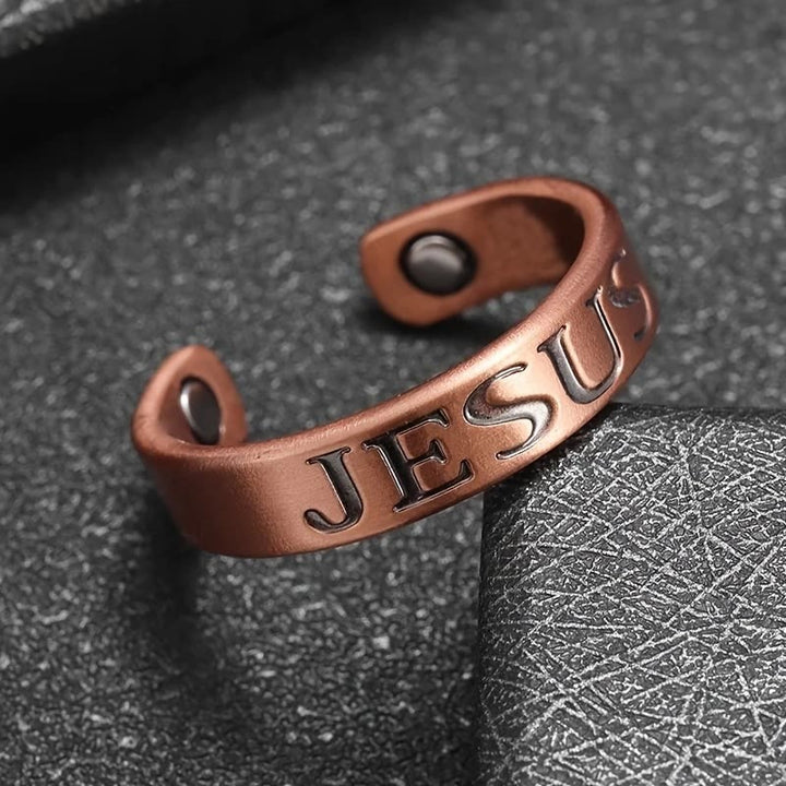 Christianartworkshop Minimalist Jesus Symbol Adjustable Copper Ring: Distinctive Sign of Faith