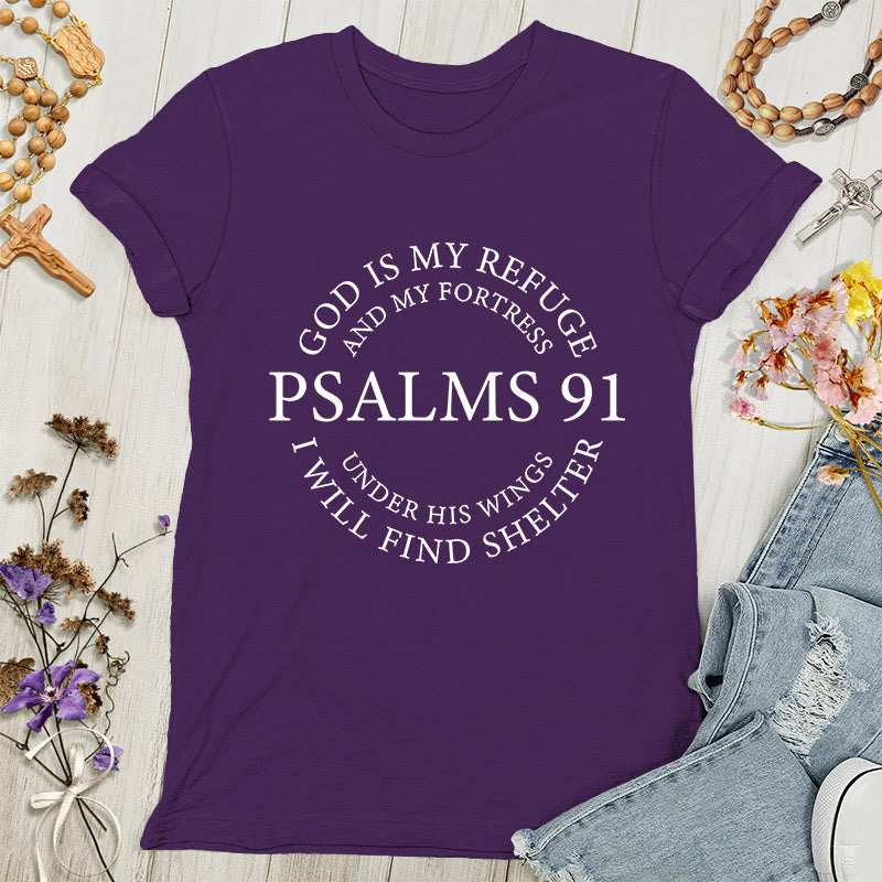 Christianartworkshop Psalms 91 Tee - Inspirational Women's T-shirt - Purple - 4XL - image 4
