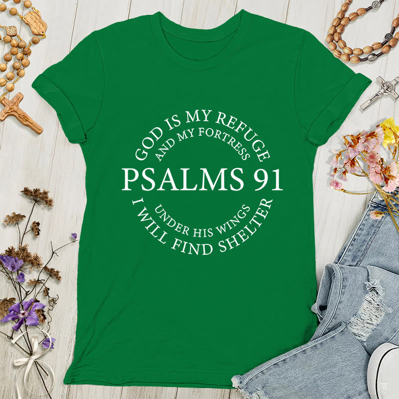 Christianartworkshop Psalms 91 Tee - Inspirational Women's T-shirt - Green - 4XL - image 3