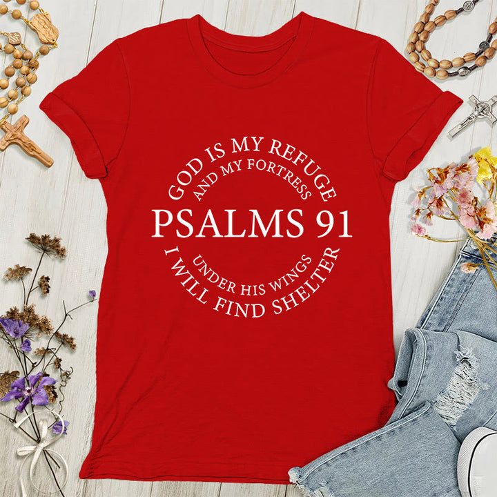 Christianartworkshop Psalms 91 Tee - Inspirational Women's T-shirt - Red - 4XL - image 1