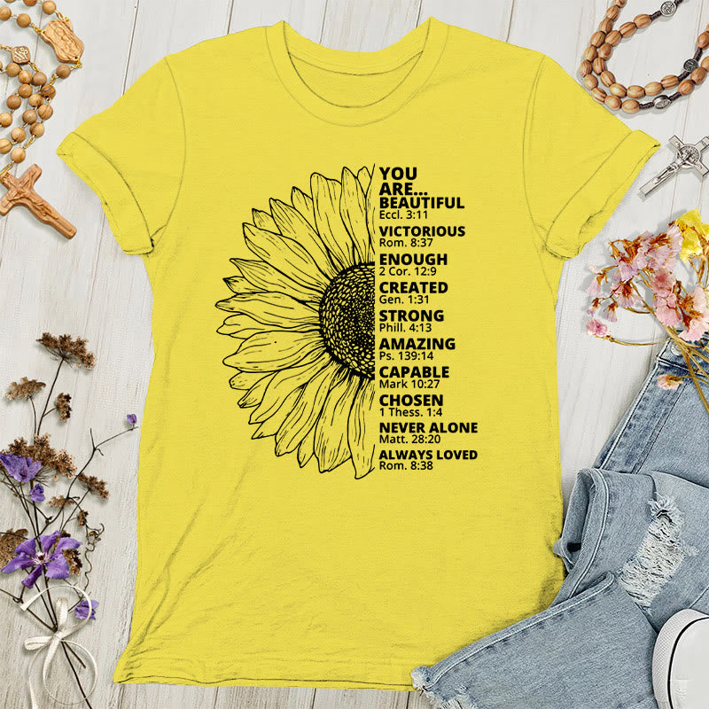 Christianartworkshop Sunflower Thankful Grateful Blessed Women's T-shirt - Gold - 4XL - image 0