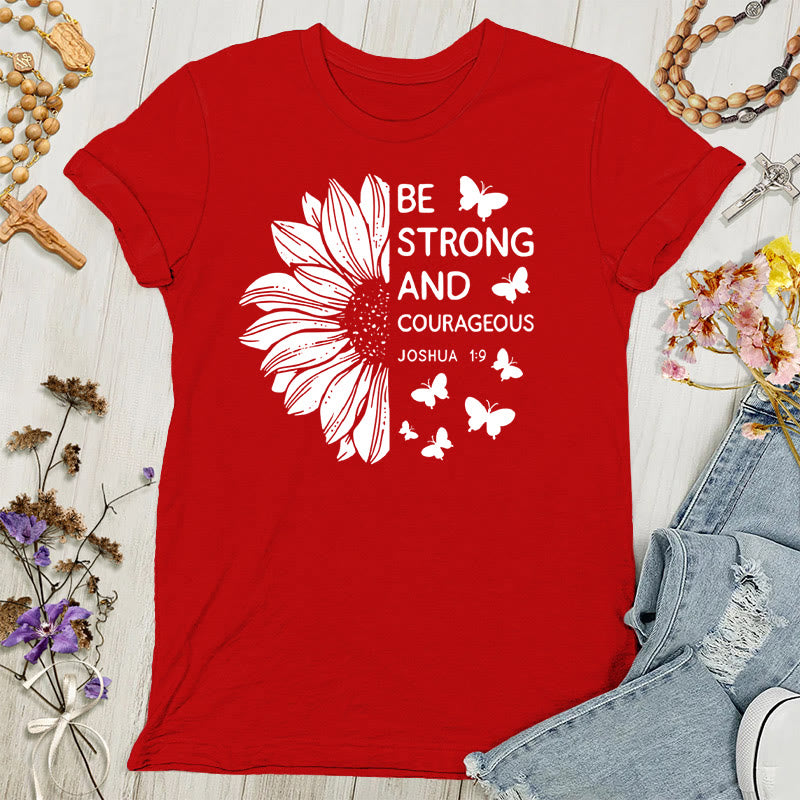 Christianartworkshop Be Strong and Courageous Joshua 1:9 Women's T-shirt - Red - 4XL - image 1