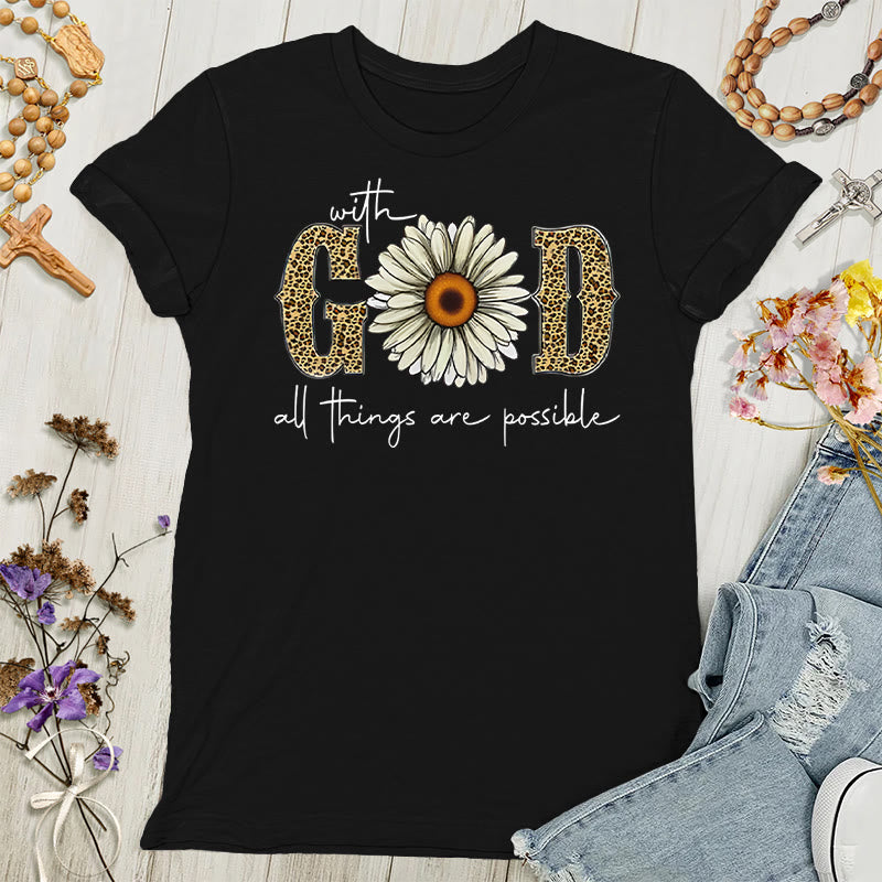 Christianartworkshop With God, All Things Are Possible Polyester Women's T-shirt - Black - 4XL - image 0