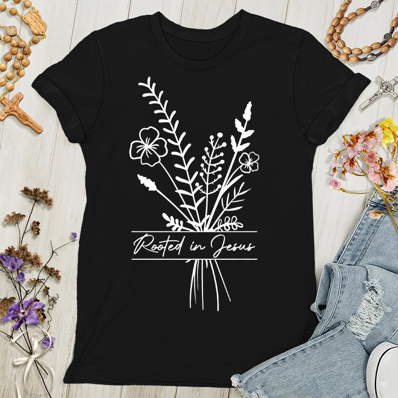 Christianartworkshop Rooted in Jesus Women's T-shirt - Black - 4XL - image 0