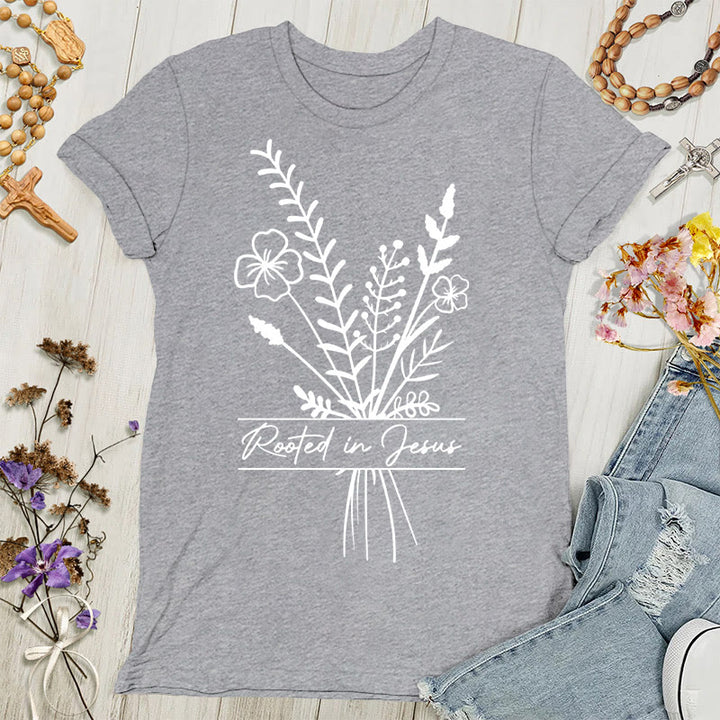 Christianartworkshop Rooted in Jesus Women's T-shirt - Grey - 4XL - image 6