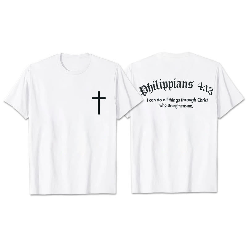 Christianartworkshop Philippians 4:13 "I Can Do All Things" Strength T-Shirt - White - 2XL - image 4