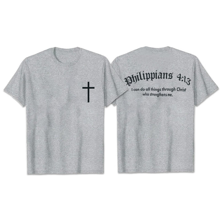 Christianartworkshop Philippians 4:13 "I Can Do All Things" Strength T-Shirt - Grey - 2XL - image 5