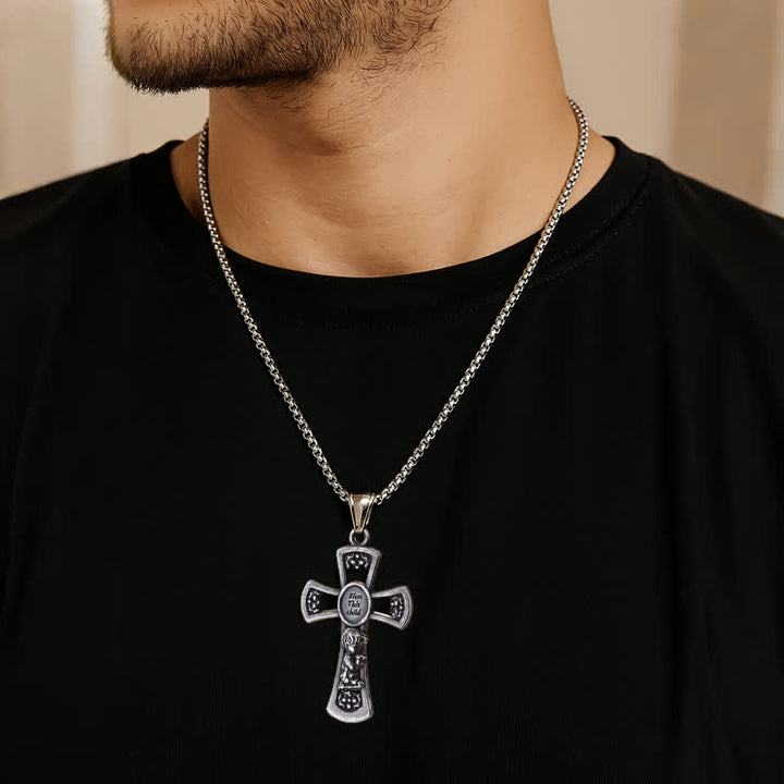 Christianartworkshop God Bless This Child Cross Prayer Necklace