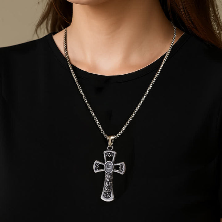 Christianartworkshop God Bless This Child Cross Prayer Necklace