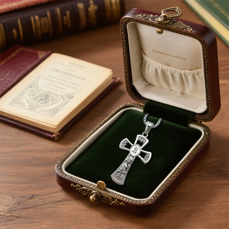 Christianartworkshop God Bless This Child Cross Prayer Necklace