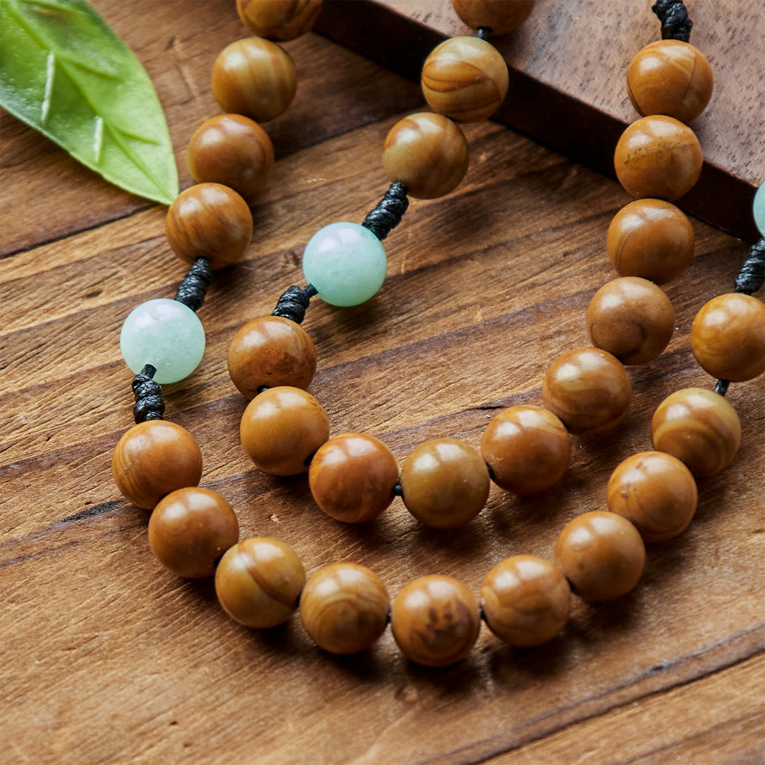 Christianartworkshop Minimalist Mint and Brown Beads Rosary with St. Michael Medal & INRI Cross