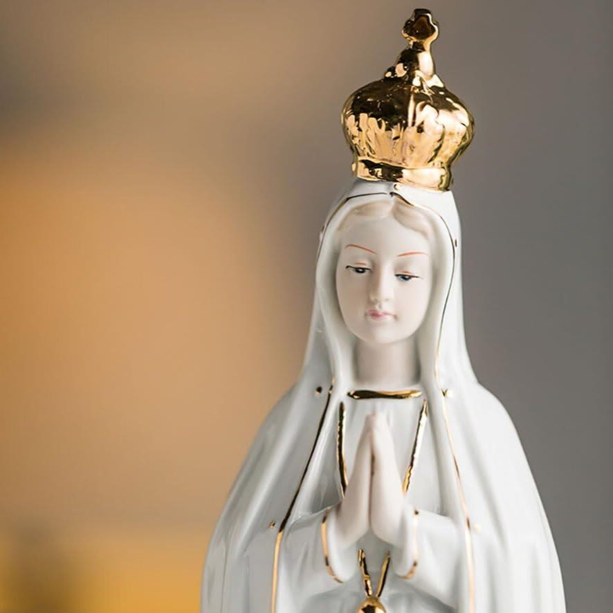 Christianartworkshop Classic Our Lady of Fatima Statue Sacred Home Ornament for Prayer Corners