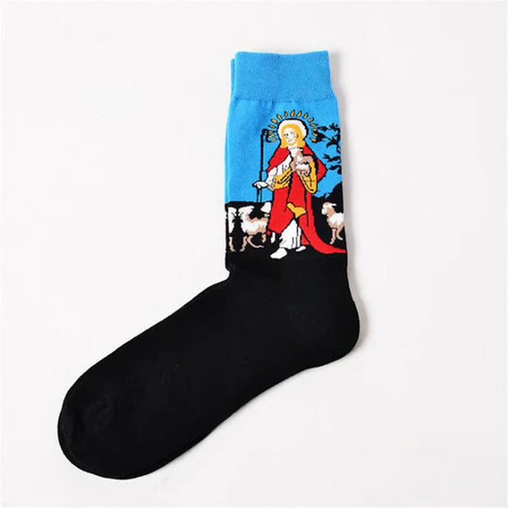 Christianartworkshop Spiritual Good Shepherd Patterned Crew Socks: Walk Daily in Divine Guidance