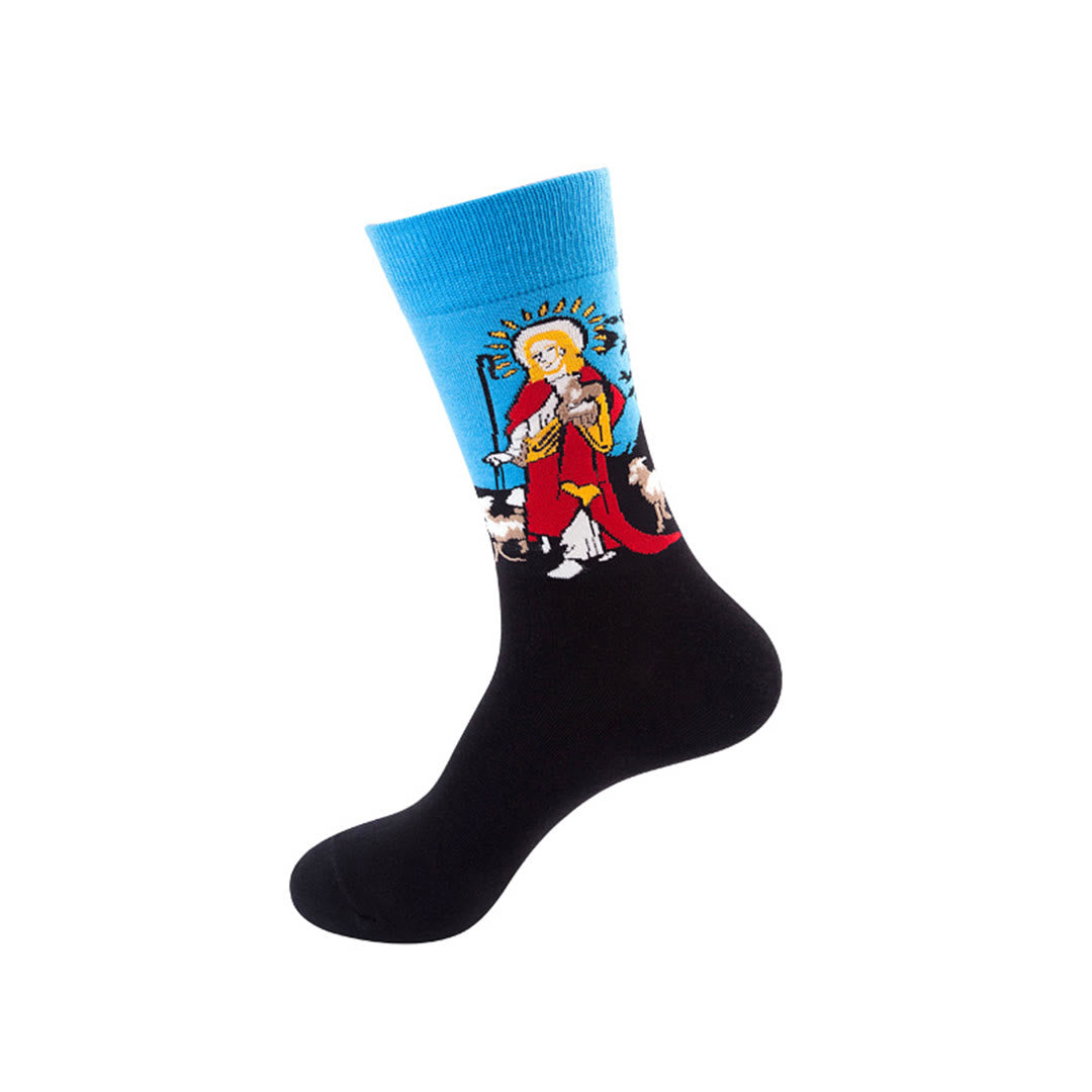 Christianartworkshop Spiritual Good Shepherd Patterned Crew Socks: Walk Daily in Divine Guidance