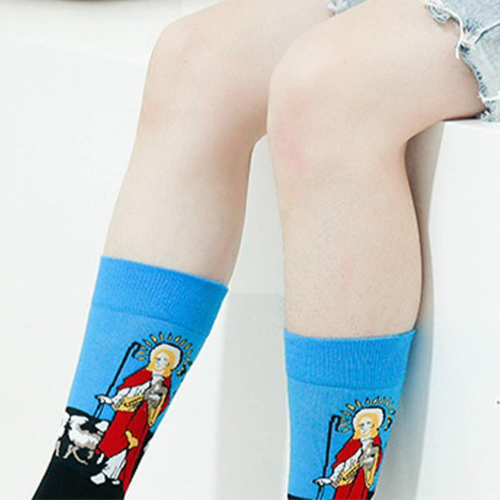 Christianartworkshop Spiritual Good Shepherd Patterned Crew Socks: Walk Daily in Divine Guidance
