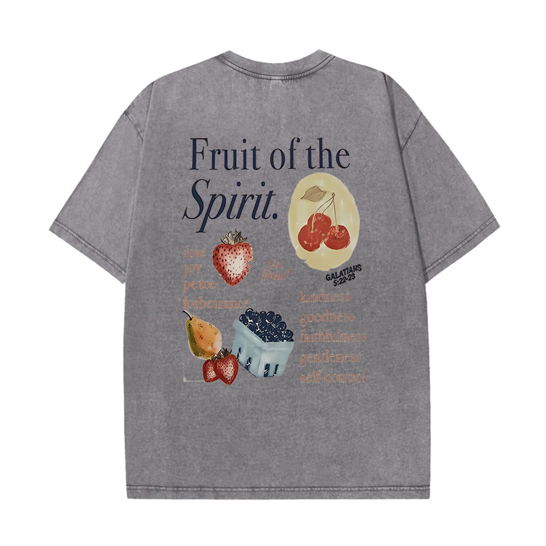 Christianartworkshop Fruit Of The Spirit Double Sided Unisex Washed T-shirt