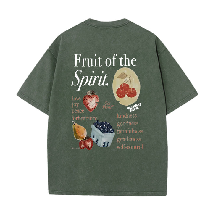 Christianartworkshop Fruit Of The Spirit Double Sided Unisex Washed T-shirt