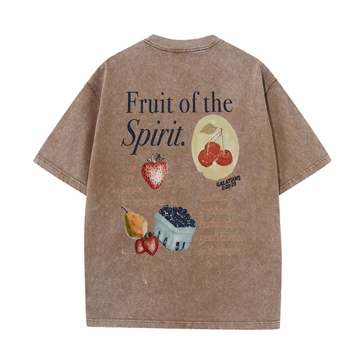 Christianartworkshop Fruit Of The Spirit Double Sided Unisex Washed T-shirt