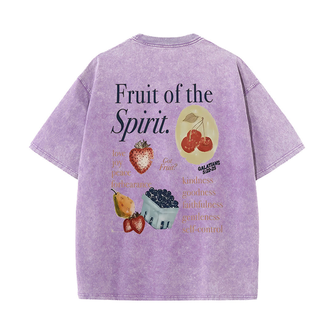Christianartworkshop Fruit Of The Spirit Double Sided Unisex Washed T-shirt
