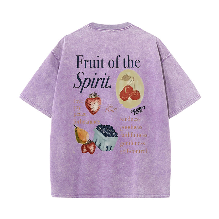 Christianartworkshop Fruit Of The Spirit Double Sided Unisex Washed T-shirt