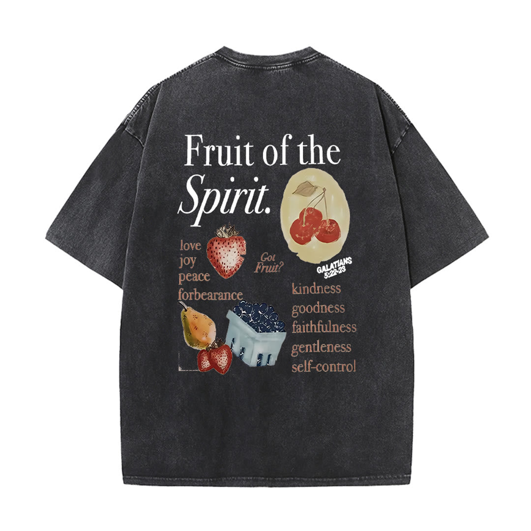 Christianartworkshop Fruit Of The Spirit Double Sided Unisex Washed T-shirt