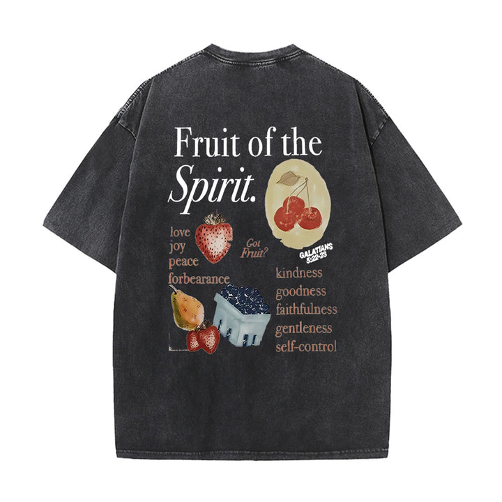 Christianartworkshop Fruit Of The Spirit Double Sided Unisex Washed T-shirt