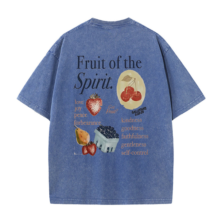 Christianartworkshop Fruit Of The Spirit Double Sided Unisex Washed T-shirt
