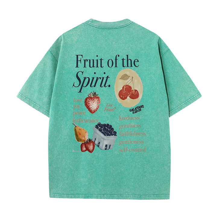 Christianartworkshop Fruit Of The Spirit Double Sided Unisex Washed T-shirt