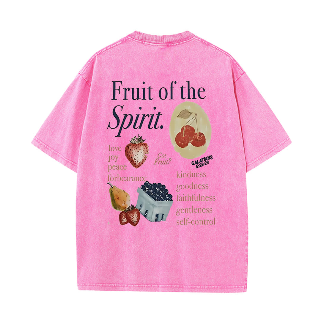 Christianartworkshop Fruit Of The Spirit Double Sided Unisex Washed T-shirt