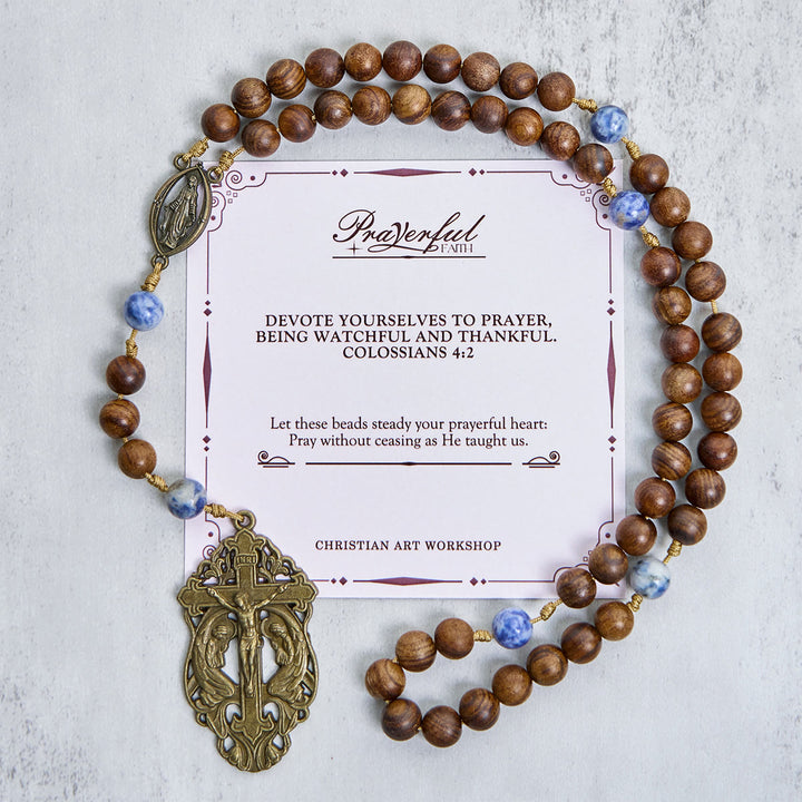 Christianartworkshop PRAYERFUL FAITH: Wooden and Ceramics Beads Blessed Devotion Rosary with Gift Card - PRAYERFUL FAITH - image 0