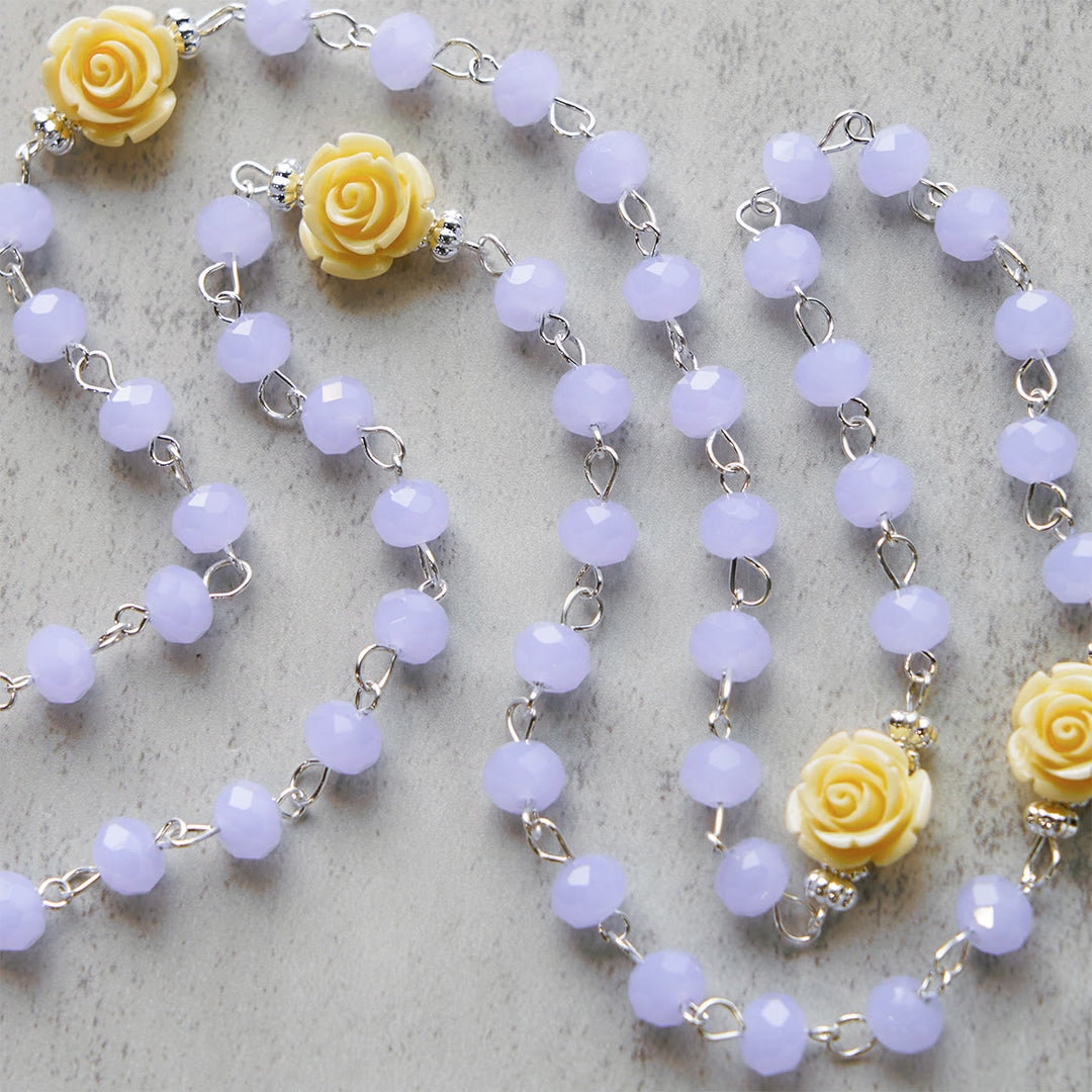 Christianartworkshop Elegant Rose Beads Rosary with Heart Shape Divine Mercy & Crucifix with Adoring Angels - image 4
