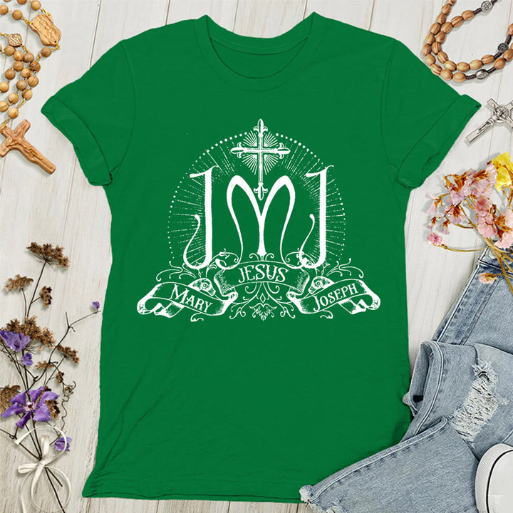 Christianartworkshop Jesus Mary Joseph Holy Family Women's T-shirt