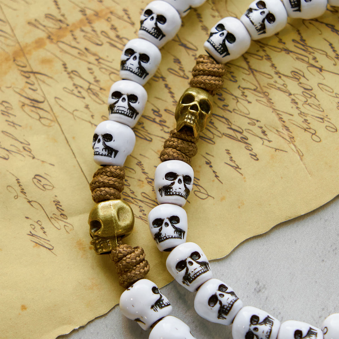 Christianartworkshop PRAYERFUL FAITH: Rebel Style White Skull Beads Rosary with Gift Card - image 5