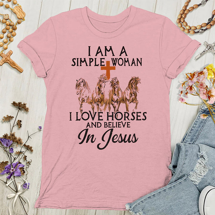 Christianartworkshop I Love Horses & Believe In Jesus Women's T-shirt