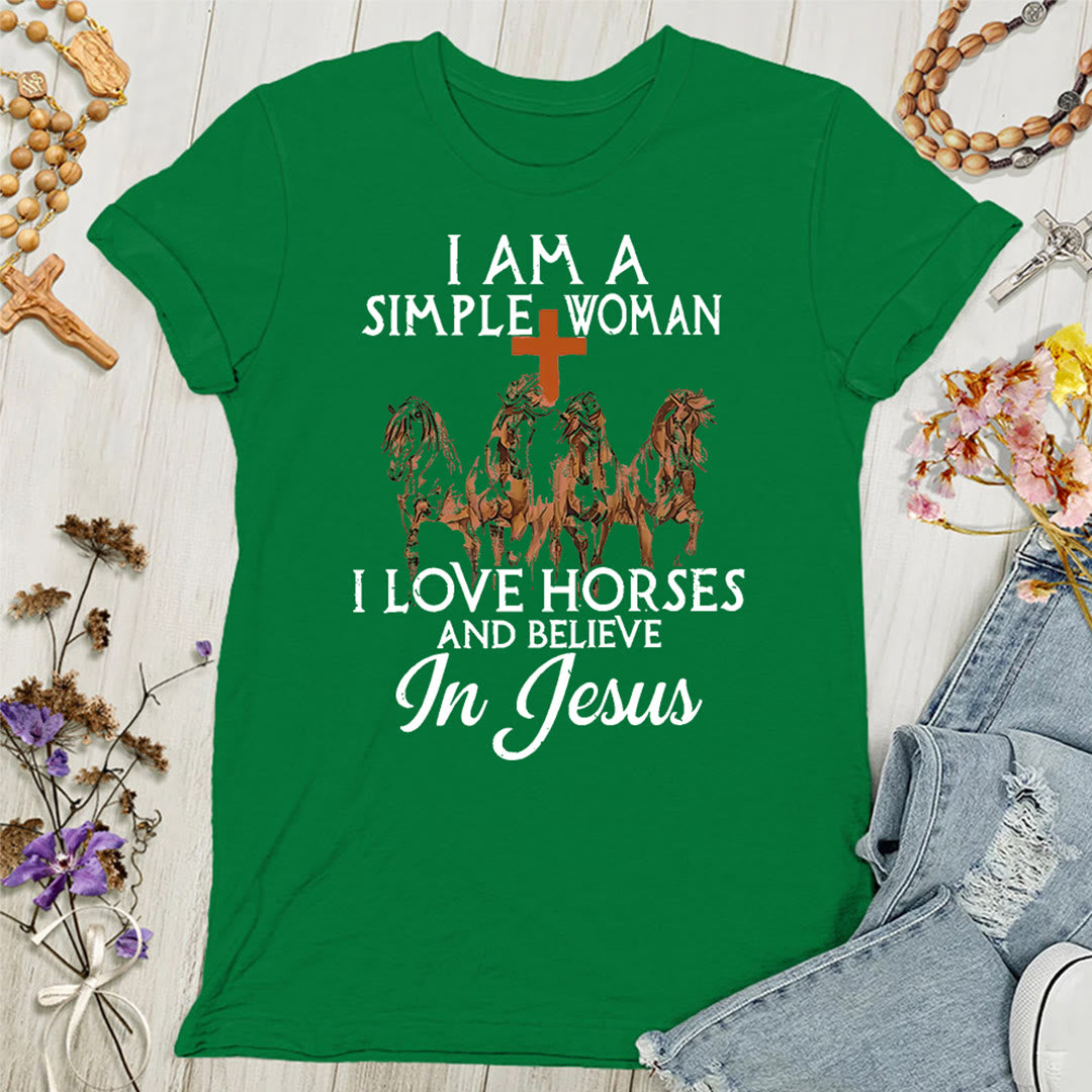 Christianartworkshop I Love Horses & Believe In Jesus Women's T-shirt