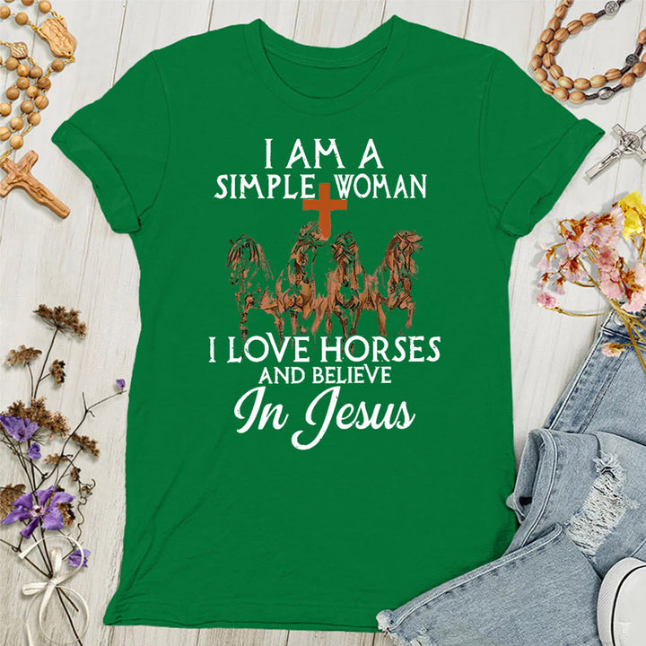 Christianartworkshop I Love Horses & Believe In Jesus Women's T-shirt