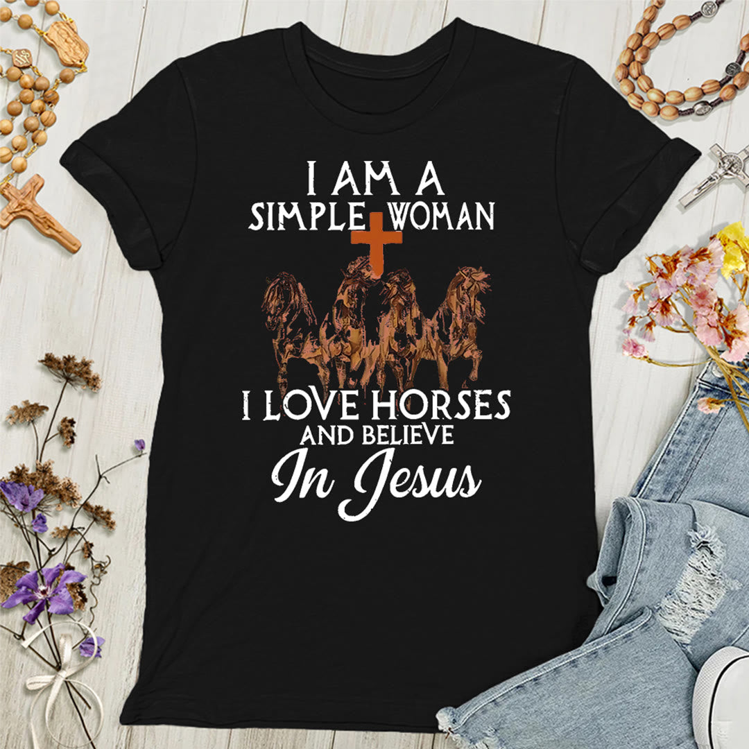 Christianartworkshop I Love Horses & Believe In Jesus Women's T-shirt