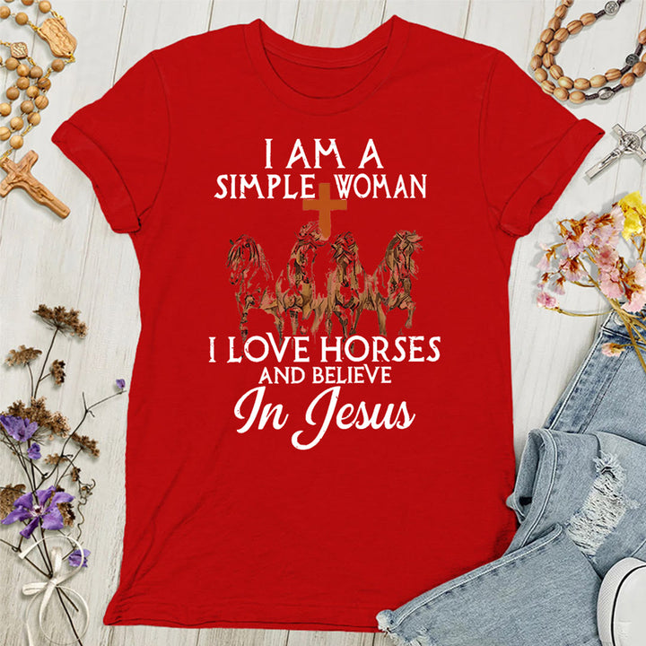 Christianartworkshop I Love Horses & Believe In Jesus Women's T-shirt