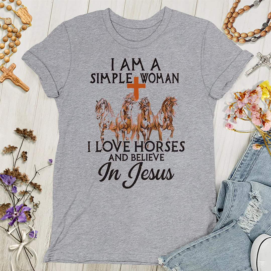 Christianartworkshop I Love Horses & Believe In Jesus Women's T-shirt